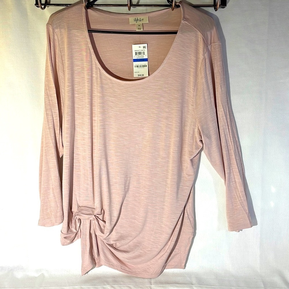 Style & Co Pale Pink Side gathered blouse Size Xl